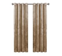 Imperial Rooms Crushed Velvet Curtains for Living Room 66x72 Inch Dope Eyelet Blackout Curtains Super Soft Ring Top Thermal Insulated Beige Curtain 2 Panel with Matching Tiebacks