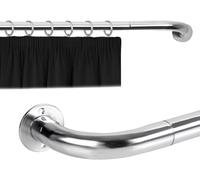 Imperial Rooms Curtain Pole Metal Extendable Room Darkening Blackout Curtain Rod with Curved Pole - Adjustable Curtain Poles for Eyelet Curtains (Chrome, 70-120 Cm, 28 to 48 Inches)