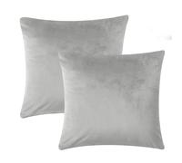 Imperial Rooms Cushion Covers 45 x 45 cm Pack of 2 Square Throw Velvet Pillow Cases Bedroom Decor Cushion for Sofa Living Room Car (Silver, 18 x 18 Inch)