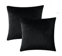 Imperial Rooms Cushion Covers 45 x 45 cm Pack of 2 Square Throw Velvet Pillow Cases Bedroom Decor Cushion for Sofa Living Room Car (Black, 18 x 18 Inch)