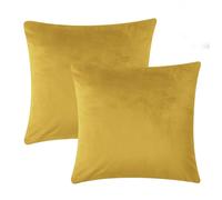 Imperial Rooms Cushion Covers 45 x 45 cm Pack of 2 Square Throw Velvet Pillow Cases Bedroom Decor Cushion for Sofa Living Room Car (Ochre, 18 x 18 Inch)