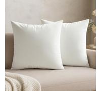 Imperial Rooms Cushion Covers 45 x 45 cm Pack of 2 Square Throw Velvet Pillow Cases for Bedroom Sofa Living Room Car (White, 18 x 18 Inch)