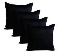 Imperial Rooms Cushions with Covers Included 45 x 45 cm Black Pack of 4 (4 Cushion Covers, 4 Inners) Decorative Square Stripe Pillowcases for Livingroom Couch with Invisible Zipper (18x18 Inches)