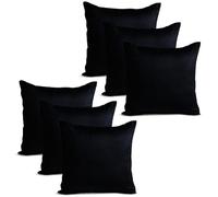 Imperial Rooms Cushions with Covers Included 45 x 45 cm Black Pack of 6 (6 Cushion Covers, 6 Inners) Decorative Square Stripe Pillowcases for Livingroom Couch with Invisible Zipper (18x18 Inches)