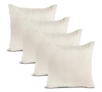 Imperial Rooms Cushions with Covers Included 45 x 45 cm Cream Pack of 4 (4 Cushion Covers, 4 Inners) Decorative Square Stripe Pillowcases for Livingroom Couch with Invisible Zipper (18x18 Inches)