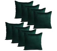 Imperial Rooms Cushions with Covers Included 45 x 45 cm Emerald Pack of 8 (8 Cushion Covers, 8 Inners) Decorative Square Stripe Pillowcases for Livingroom Couch with Invisible Zipper (18x18 Inches)