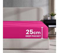 Imperial Rooms Deep Fit 25Cm Fitted Sheets Plain Dyed Microfiber Soft Bedding Bed Sheet Hot Pink Single