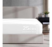 Imperial Rooms Deep Fit 25Cm Fitted Sheets Plain Dyed Microfiber Soft Bedding Bed Sheet White Double