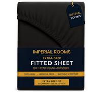 Imperial Rooms Deep Fit 40Cm Fitted Sheets Plain Dyed Microfiber Soft Bedding Bed Sheet Black Single