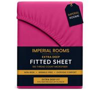 Imperial Rooms Deep Fit 40Cm Fitted Sheets Plain Dyed Microfiber Soft Bedding Bed Sheet Pink King