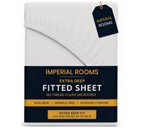 Imperial Rooms Deep Fit 40Cm Fitted Sheets Plain Dyed Microfiber Soft Bedding Bed Sheet White Single