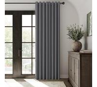 Imperial Rooms Door Single Panel Curtain Linen Thermal Insulated 100%blackout Eyelet Curtain Charcoal 66X84 Inches With Tie Back
