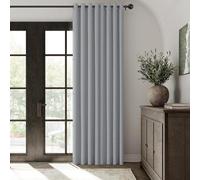 Imperial Rooms Door Single Panel Curtain Linen Thermal Insulated 100%blackout Eyelet Curtain Silver 66X84 Inches With Tie Back