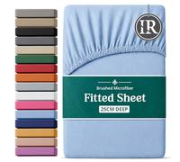 Imperial Rooms Double Bed Sheets Fitted 137x190cm, Sky Blue - Deep Pocket 25CM Bed Sheets Easy Care Elastic Corners made of Brushed Microfiber for Double Bed Fade-Resistant, Breathable & Shrinkage