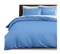 Imperial Rooms Double Duvet Cover Set Brushed Microfiber Plain Bedding Light Blue Bed Set with Pillow Cases Ultra Soft Button Closure Quilt Cover (200 x 200 Cm)