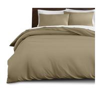 Imperial Rooms Double Duvet Cover Set Brushed Microfiber Plain Beige Bedding Bed Set with Pillow Cases Ultra Soft Button Closure Quilt Cover (200 x 200 Cm)