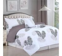 Imperial Rooms Double Duvet Set Soft Printed Bedding Set Brushed Microfiber Duvet Cover with Pillowcases (Leaf 200x200 CM)