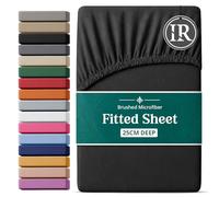 Imperial Rooms Double Fitted Sheet 137x190cm, Black - Deep Pocket 25CM | Bed Sheets Easy Care Elastic Corners made of Brushed Microfiber for Double Bed Fade-Resistant, Breathable & Shrinkage