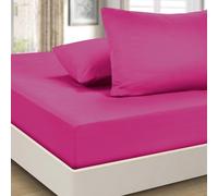 Imperial Rooms Double Fitted Sheet 40cm/16" - Brushed Microfiber Bed Sheets Easy Care Soft Extra Deep Fitted Bed Sheet - Shrinkage and Fade Resistant (Hot Pink)