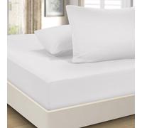 Imperial Rooms Double Fitted Sheet Brushed Microfiber White Bed Sheets 40cm/16" - Extra Deep Easy Care Soft Fitted Bed Sheet - Shrinkage and Fade Resistant