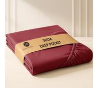 Imperial Rooms Double Fitted Sheet Red 30 Cm Deep Pocket 12 Inch Ultra-Soft Fitted Bed Sheets Double Easy Care - Soft Brushed Microfiber Anti-Wrinkle Shrinkage Breathable Fade-Resistant