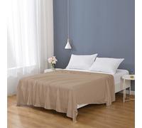 Imperial Rooms Egyptian Cotton Flat Sheet Double - Breathable Hotel Quality Bed Sheet, Durable Machine Washable Bedding, Beige