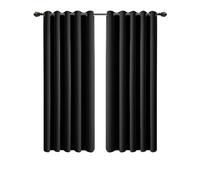 Imperial Rooms Eyelet Blackout Curtains for Bedroom 66x54 Inch Black Curtains for Living Room Thermal insulated and Energy Saving 2 Panels with Tiebacks