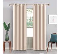 Imperial Rooms Eyelet Blackout Curtains for Bedrooms 90 Drop - Thermal Insulated Heavy Quality 260 GSM Pair Panels Black out Curtain (Cream, 90″ x 90″ (228cm x 228cm))