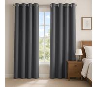 Imperial Rooms Eyelet Blackout Curtains for Living Room 66x54 Inch Drop - Grey Curtains & Drapes Thermal Insulated Super Soft Black Out Pair Panels with Tiebacks