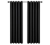 Imperial Rooms Eyelet Blackout Curtains for Living Room 66x90 Inch Black Bedroom Curtains Super Soft Thermal insulated Curtain 2 Panels with Tiebacks