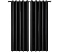 Imperial Rooms Eyelet Blackout Curtains for Living Room 90x90 Inch Black Curtains for Bedroom Energy Saving Thermal Curtain 2 Panels with Tiebacks