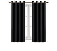 Imperial Rooms Eyelet Blackout Curtains Ring Top Window Curtains Thermal Insulated Panels for Bedroom Living Room (Black, 66x54 (167x137cm))