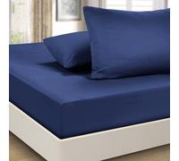 Imperial Rooms Fitted Sheet 40 Cm - Brushed Microfiber Fitted Bed Sheets Double - Easy Care Soft Extra Deep Bed Sheet - Shrinkage and Fade Resistant (Navy)