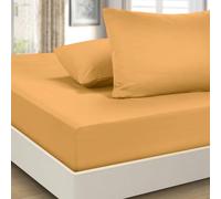 Imperial Rooms Fitted Sheet 40 Cm - Extra Deep Ochre Fitted Bed Sheets Double Brushed Microfiber Breathable Soft Bed Sheet - Shrinkage and Fade Resistant