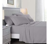 Imperial Rooms Flat Sheet Super King 200 Thread Count 100% Egyptian Cotton Soft Bed Top Sheets Hotel Quality Breathable and Fade Resistant Grey Flat Sheets