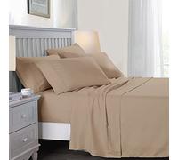 Imperial Rooms Flat Sheet Super King 200 Thread Count 100% Egyptian Cotton Soft Bed Top Sheets Hotel Quality Beige Flat Sheet