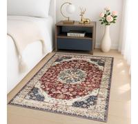 Imperial Rooms Gold Red Rugs Living Room 80x150 cm Soft Low Profile Bedside Rugs for Bedroom Non Shedding Hallway Carpet Runner Anti Slip Rug for Kids Room Kitchen