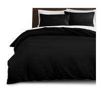 Imperial Rooms King Size Duvet Cover Sets - Brushed Microfiber 3 PCs Plain Black Christmas Bedding Set with Pillow Cases - Button Closure Ultra Soft Quilt Bed Cover (230 x 220 Cm)