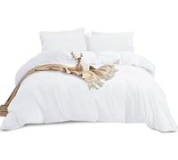 Imperial Rooms King Size Duvet Cover Sets Brushed Microfiber 3 PCs Plain White Bedding Set with Pillow Cases Button Closure Ultra Soft Quilt Bed Cover (230 x 220 Cm)