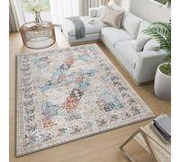 Imperial Rooms Machine Washable Bedside Small Rug 40x60 cm - Soft Short Pile Abstract Area Rugs For Bedroom Entrway Non Slip Floor Carpet Traditional Vintage Cashmere Door Mat For Kitchen, Coastal
