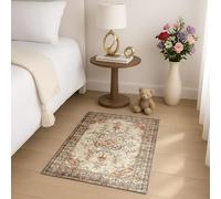 Imperial Rooms Machine Washable Bedside Small Rug 40x60 cm - Soft Short Pile Area Rugs For Bedroom Entrway Non Slip Floor Carpet Traditional Vintage Design Cashmere Door Mat For Kitchen, Timeless