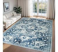 Imperial Rooms Machine Washable Rugs Living Room Large 160x230 cm - Soft Short Pile Blue Area Rugs For Bedroom Dining Room Non Slip Carpet Traditional Floral Design Vintage Boho Cashmere Rug, Tranquil