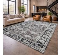 Imperial Rooms Machine Washable Rugs Living Room Large 160x230 cm - Soft Short Pile Brown Area Rugs For Bedroom Non Slip Carpet Bedside Rug Traditional Floral Design Vintage Boho Cashmere Rug, Harmony
