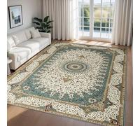 Imperial Rooms Machine Washable Rugs Living Room Large 200x290 cm - Soft Short Pile Area Rugs For Bedroom, Dining Room Non Slip Carpet Traditional Floral Design Vintage Boho Cashmere Rug, Willow