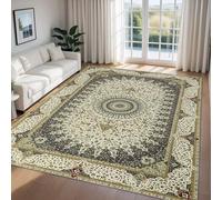 Imperial Rooms Machine Washable Rugs Living Room Large 200x290 cm - Soft Short Pile Grey Area Rugs For Bedroom Kitchen Non Slip Carpet Traditional Floral Design Vintage Boho Cashmere Rug, Willow Grey