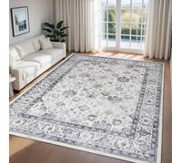 Imperial Rooms Machine Washable Rugs Living Room Large 200x290 cm - Soft Short Pile Grey Area Rugs For Bedroom Dining Room Non Slip Carpet Traditional Floral Design Vintage Boho Cashmere Rug, Serene