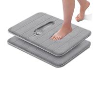 Imperial Rooms Memory Foam Bath Mat 2 Pack 50 x 80 cm Grey Extra Soft & Comfortable Bathmat Non Slip Super Absorbent Machine Washable Bathroom Mat