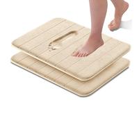 Imperial Rooms Memory Foam Bath Mat 2 Pack Cream 40 x 60 cm Extra Soft & Comfortable Bathmat Non Slip Super Absorbent Machine Washable Bathroom Mat