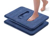 Imperial Rooms Memory Foam Bath Mat 2 Pack Navy 40 x 60 cm Extra Soft & Comfortable Bathmat Non Slip Super Absorbent Machine Washable Bathroom Mat