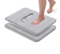 Imperial Rooms Memory Foam Bath Mat 2 Pack Silver 40 x 60 cm Extra Soft & Comfortable Bathmat Non Slip Super Absorbent Machine Washable Bathroom Mat